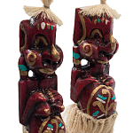Комплект из 2-х деревянных статуэток Asmat Straw Headdress Statuettes Red Tattoo варинант исполнения - 3 | Loft Concept в Ростове-на-Дону