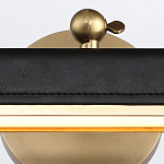 Светильник для картин цвет винтажная латунь с прямоугольным плафоном из кожи черного цвета Alora варинант исполнения - 5 | Loft Concept в Ростове-на-Дону