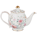 Чайник из фарфора белый с цветочным принтом Flower Porcelain Collection варинант исполнения - 1 | Loft Concept в Ростове-на-Дону