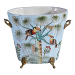 Кашпо из голубого фарфора с бронзовыми элементами Blue Garden варинант исполнения - 1 | Loft Concept в Ростове-на-Дону