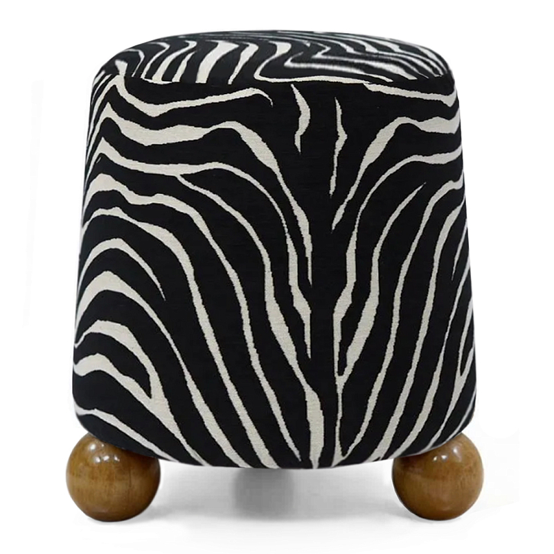 Пуф Wakonda обивка ZEBRA с Круглыми ножками  Черно-белый Коричневый в Ростове-на-Дону | Loft Concept 