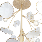 Потолочный светильник с золотыми ветвями и белыми лепестками на круглом рельефном основании Wintery flovers варинант исполнения - 2 | Loft Concept в Ростове-на-Дону