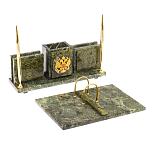 Настольный письменный набор из змеевика с гербом России Successful Leader варинант исполнения - 3 | Loft Concept в Ростове-на-Дону