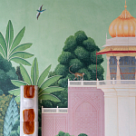 Обои ручная роспись Mahal Garden Original colourway on blue painted Xuan paper варинант исполнения - 3 | Loft Concept в Ростове-на-Дону