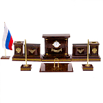 Настольный письменный набор с часами и визитницами из природного камня обсидиана Royal Present варинант исполнения - 1 | Loft Concept в Ростове-на-Дону