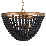 Люстра с подвесками в виде круглых деревянных черных бусин Black Wooden Beads Chandelier варинант исполнения - 1 | Loft Concept в Ростове-на-Дону