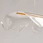 Люстра линейная с 3-мя белыми волнистыми плафонами Wave Line варинант исполнения - 8 | Loft Concept в Ростове-на-Дону