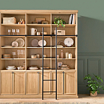 Книжный шкаф из массива сосны с металлической лестницей Burton Wood Cabinet варинант исполнения - 8 | Loft Concept в Ростове-на-Дону