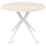 Стол обеденный с круглой столешницей из керамики на четырех белых ножках Sand Ceramics варинант исполнения - 1 | Loft Concept в Ростове-на-Дону