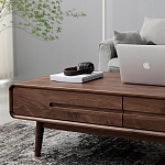 Кофейный стол из массива дерева с выдвижными ящиками Coffee Walnut Table варинант исполнения - 5 | Loft Concept в Ростове-на-Дону