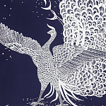 Обои ручная роспись в стиле Арт-деко Whistler Peacocks Special Colourway on Empire Blue dyed silk варинант исполнения - 2 | Loft Concept в Ростове-на-Дону