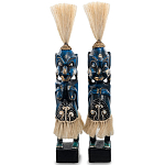Комплект из 2-х деревянных статуэток Asmat Straw Headdress Statuettes Dark Blue варинант исполнения - 4 | Loft Concept в Ростове-на-Дону