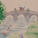 Обои ручная роспись Promenade Special Colourway on pink painted Xuan paper варинант исполнения - 1 | Loft Concept в Ростове-на-Дону