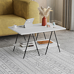 Стол журнальный с белой прямоугольной столешницей и полкой ESSEL WHITE варинант исполнения - 2 | Loft Concept в Ростове-на-Дону