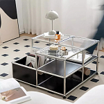 Дизайнерский журнальный стол квадратный с полками Akydy варинант исполнения - 1 | Loft Concept в Ростове-на-Дону