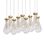 Люстра с 9-ю прозрачными стеклянными плафонами в форме капли Lucid Rain  варинант исполнения - 1 | Loft Concept в Ростове-на-Дону