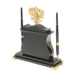 Часы настольные с Гербом России и 2-мя шариковыми ручками в комплекте Stone Clock варинант исполнения - 3 | Loft Concept в Ростове-на-Дону