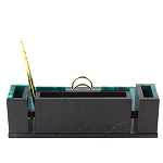 Настольный письменный набор из змеевика с часами и календарницей Successful Leader варинант исполнения - 3 | Loft Concept в Ростове-на-Дону