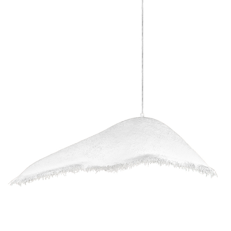 Подвесной светильник с асимметричным волнообразным абажуром и фактурной бахромой по краю Tactile Line Белый в Ростове-на-Дону | Loft Concept 
