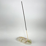 Подставка под благовония из эпоксидной смолы с цветами белая Epoxy Resin Flowers Incense Oval Stand White варинант исполнения - 3 | Loft Concept в Ростове-на-Дону