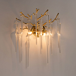 Бра золотого цвета с разветвленными ветвями и длинными прозрачными подвесками в форме стеклянных сосулек Droplet Chandelier варинант исполнения - 2 | Loft Concept в Ростове-на-Дону