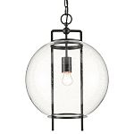Подвесной светильник в форме шара из прозрачного стекла на линейном черном каркасе  Glass Ball with Seeds варинант исполнения - 2 | Loft Concept в Ростове-на-Дону