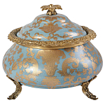 Шкатулка голубого цвета с золотым растительным узором Eden Garden варинант исполнения - 1 | Loft Concept в Ростове-на-Дону