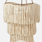 Трехъярусная люстра с подвесками из круглых деревянных бусин белая White Beads Three-tier Chandelier  варинант исполнения - 4 | Loft Concept в Ростове-на-Дону