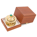 Икорница c декором "Три стерлядки" с гравировкой и натуральным камнем Малахит Decorative Cavair Dishes варинант исполнения - 3 | Loft Concept в Ростове-на-Дону