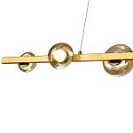 Люстра светодиодная линейная с 6-ю круглыми плафонами коньячного цвета Iona Chandelier Brass  варинант исполнения - 2 | Loft Concept в Ростове-на-Дону