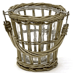 Кашпо стеклянное в плетёной корзине Timber варинант исполнения - 1 | Loft Concept в Ростове-на-Дону