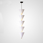 Подвесной светильник светодиодный в виде ряда белых металлических конусов  Herringbone варинант исполнения - 3 | Loft Concept в Ростове-на-Дону