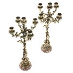 Подсвечники из бронзы на 10 свечей на подставке из камня креноид Stone Candlestick варинант исполнения - 2 | Loft Concept в Ростове-на-Дону