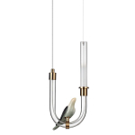 Подвесной светильник с декоративной фигуркой птицы на прозрачной изогнутой трубке Ganthea варинант исполнения - 1 | Loft Concept в Ростове-на-Дону