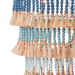 Люстра трехъярусная с декором из круглых деревянных бусин с кисточками Blue Wooden Beads Chandelier варинант исполнения - 2 | Loft Concept в Ростове-на-Дону