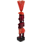 Деревянная декоративная статуэтка Asmat Red Straw Headdress Statuette Red варинант исполнения - 2 | Loft Concept в Ростове-на-Дону