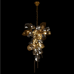 Люстра подвесная вытянутой формы с плафонами из стекла и металла с двумя вертикальными подвесками Gilded Mirage  варинант исполнения - 3 | Loft Concept в Ростове-на-Дону