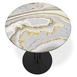 Стол журнальный с круглой столешницей из стекла Gray and Gold Marble варинант исполнения - 2 | Loft Concept в Ростове-на-Дону