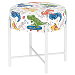 Пуф детский круглый с принтом на 4-х белых ножках Dinosaurs CHILDHOOD варинант исполнения - 1 | Loft Concept в Ростове-на-Дону