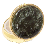 Таблетница карманная круглая с 3-мя отделениями и накладкой из натурального камня Серафинит Gold Stone Pillboxes варинант исполнения - 2 | Loft Concept в Ростове-на-Дону