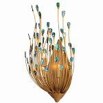 Бра настенное золотое с декором из бирюзовых элементов Peacock Tail варинант исполнения - 2 | Loft Concept в Ростове-на-Дону