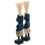 Комплект из 2-х деревянных статуэток Asmat Straw Headdress Statuettes Dark Blue варинант исполнения - 2 | Loft Concept в Ростове-на-Дону