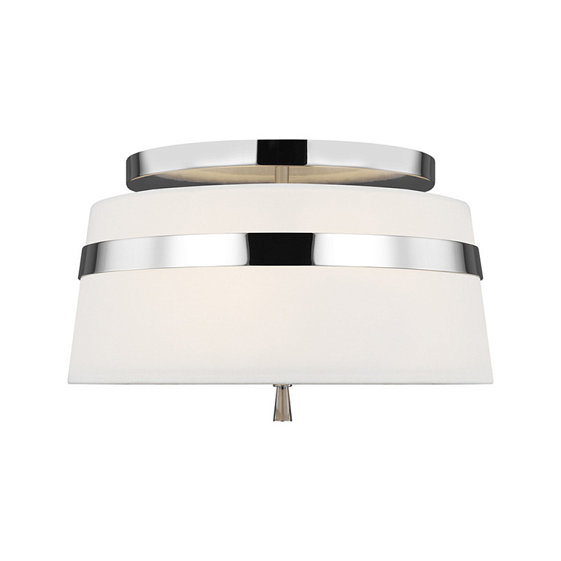 Потолочный светильник с белым тканевым абажуром Generation Lighting Никель Бежевый Белый в Ростове-на-Дону | Loft Concept 