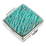 Таблетница карманная квадратная с 2-мя отделениями с зеркалом и накладкой из натурального камня Амазонит Silver Stone Pillboxes варинант исполнения - 1 | Loft Concept в Ростове-на-Дону