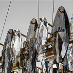 Люстра подвесная с овальными подвесками из стекла дымчатого цвета Harlow Crystal Round варинант исполнения - 3 | Loft Concept в Ростове-на-Дону