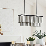 Люстра линейная прямоугольная с подвесками из натурального перламутра Nacre варинант исполнения - 5 | Loft Concept в Ростове-на-Дону