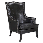 Кресло из натуральной кожи на 4-х деревянных ножках из массива бука Daniel Leather Armchair black варинант исполнения - 1 | Loft Concept в Ростове-на-Дону