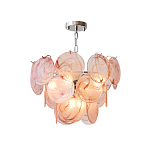 Люстра с каскадом из круглых розовых стеклянных дисков Pink Light Waterfall варинант исполнения - 2 | Loft Concept в Ростове-на-Дону