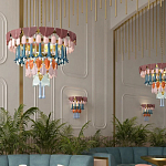 Люстра круглая с декором из разноцветных элементов в виде листьев Changing Seasons варинант исполнения - 12 | Loft Concept в Ростове-на-Дону