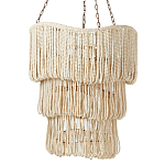 Трехъярусная люстра с подвесками из круглых деревянных бусин белая White Beads Three-tier Chandelier  варинант исполнения - 1 | Loft Concept в Ростове-на-Дону